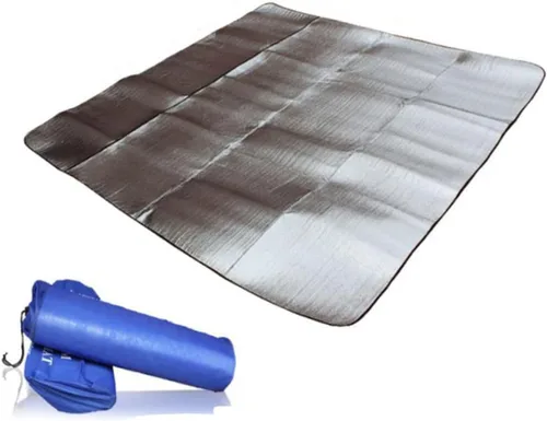Miniatura 3 de POPETPOP Alfombra de picnic a prueba de humedad para exteriores, película de aluminio, manta para dormir, cojín ligero y plegable para senderismo