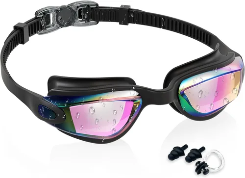 Aegend Gafas de natación – Gafas de natación para niños de 3 a 14 años, niñas y jóvenes, sin fugas, visión clara Rosa brillante