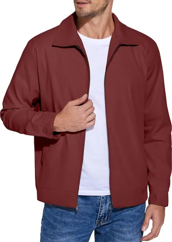Miniatura 9 de COOFANDY Chaqueta ligera con cremallera para hombre Eisenhower para trabajo, oficina, casual, para golf