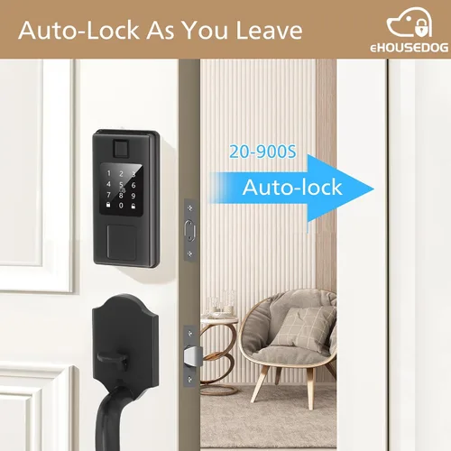 Miniatura 5 de EHD-SF01, cerradura inteligente de huellas dactilares, cerradura de puerta de entrada sin llave, cerradura de teclado con pantalla táctil, cerradura