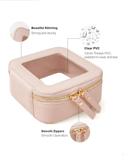 Miniatura 3 de Juego de bolsas de maquillaje transparentes de viaje, bolsa de cosméticos aprobada por la TSA con cremallera, bolsa de maquillaje portátil, bolsa