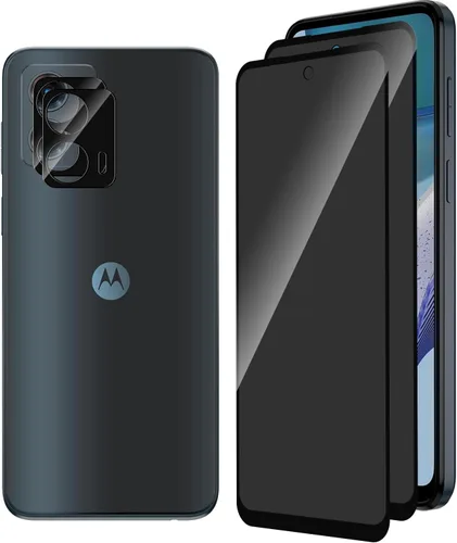 Paquete de 2 protectores de pantalla de privacidad para Motorola Moto G 5G 2023 + 2 protectores de lente de cámara, película de vidrio templado