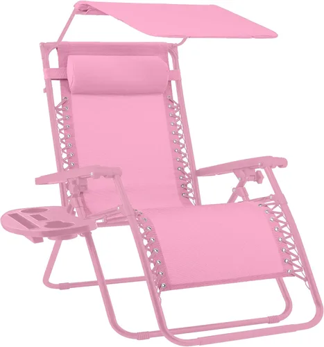 Miniatura 50 de Best Choice Products Sillón reclinable de 30 pulgadas de ancho con gravedad cero para exteriores, con toldo ajustable, reposacabezas, bandeja