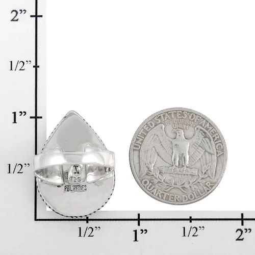 Miniatura 4 de Anillo de turquesa de plata de ley 925 y matriz de cobre genuina turquesa