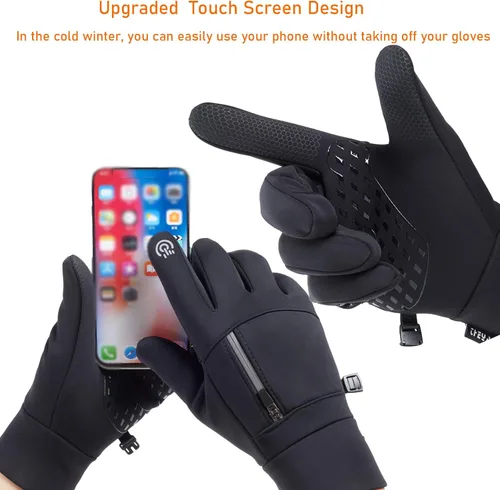 Miniatura 4 de LJCUTE Guantes de ciclismo de invierno para hombres y mujeres, resistentes al viento, para clima frío, pantalla táctil, guantes de motocicleta