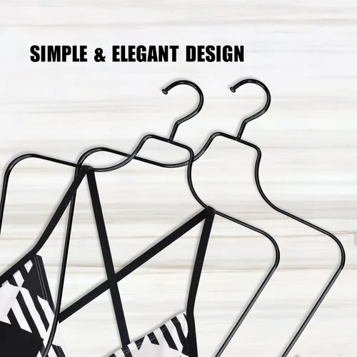 Miniatura 7 de Percha de ropa con forma de cuerpo, paquete de 10 perchas de lujo de alambre de metal negro para traje de baño y bikini, perchas de lencería