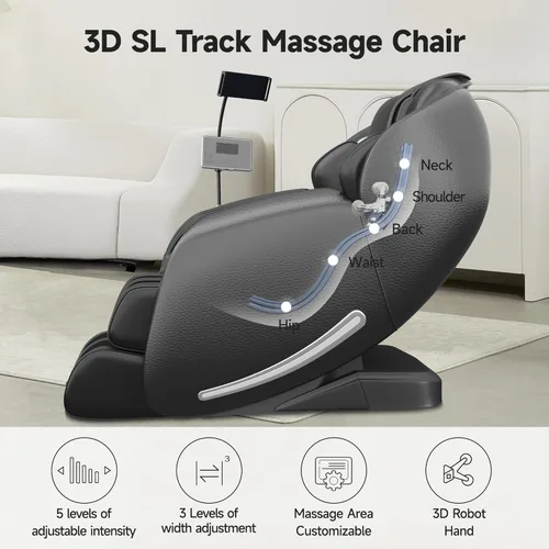 Miniatura 3 de Real Relax Sillón de masaje de cuerpo completo con controlador de teléfono único, sillón reclinable 3D SL-Track de gravedad cero con control