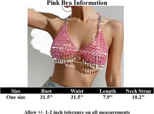 Miniatura 2 de Sujetador de cadena de cuerpo sin espalda halter de perlas sexy para mujer