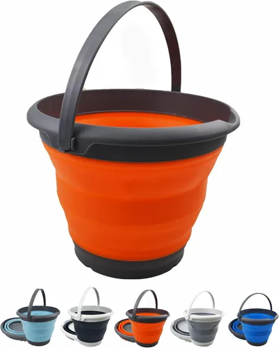 Miniatura 10 de SAMMART Cubo de plástico plegable de 8,5 L (2,2 galones) - Tina redonda plegable - Cubo de agua portátil para pesca - Maceta al aire libre que Gris
