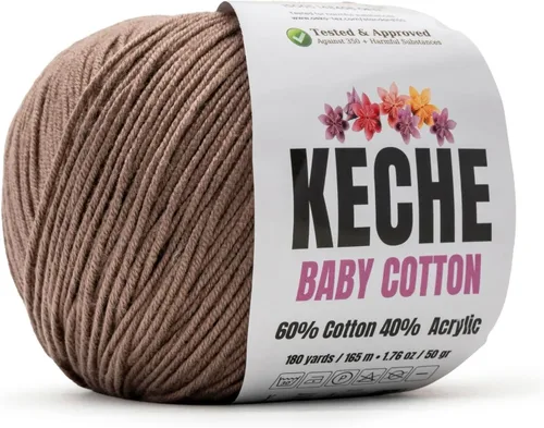 Miniatura 82 de Keche Hilo de algodón, 60% algodón, 40% hilo acrílico, hilo de algodón suave para crochet y tejer, hilo amigurumi, 1 madeja/bola, 1.76 onzas (50g)