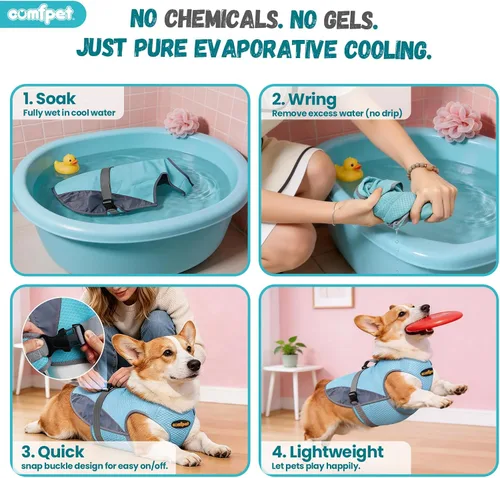 Miniatura 3 de Chaleco refrescante para perros, chaleco fresco y ligero para perros, chaleco refrescante ajustable y cómodo para perros, de malla transpirable