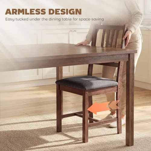 Miniatura 7 de HOMCOM Juego de 2 sillas de comedor de madera, modernas sillas de cocina tapizadas de mediados de siglo con respaldo de listones, patas de madera