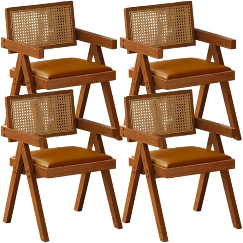 Miniatura 15 de YVYKFZD Juego de sillas de comedor de ratán, sillas de comedor de madera, sillas de cocina con respaldo tejido, sillón tapizado, silla auxiliar