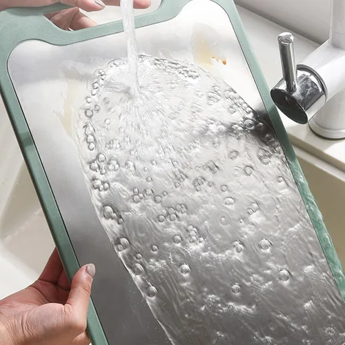 Miniatura 7 de Tabla de cortar de doble cara, tabla de cortar de acero inoxidable, tabla de cortar carne para cocina, tabla de cortar grande para frutas y verduras
