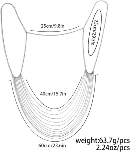 Miniatura 3 de Cadena de cuerpo sexy con borlas cruzadas en capas, collar de arnés, brasier de bikini, cadena de hombro, cintura para el vientre, joyería