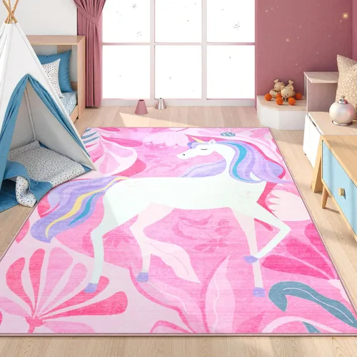 Miniatura 11 de LIVEBOX Alfombras lavables de dinosaurio de 3 x 5 pies para dormitorio de niños, alfombra suave de animales para sala de juegos de niños, alfombras