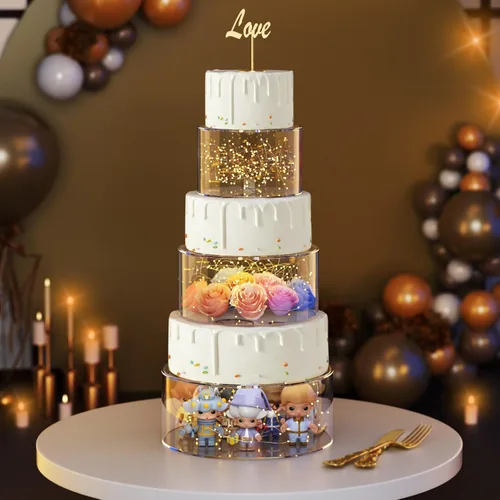 Miniatura 10 de NPPLUS 2 PCS Soportes de Acrílico Rellenables para Tartas, Elevador de Tartas, Nivel de Tartas, Elevador de Exhibición Cilíndrico Redondo, Caja