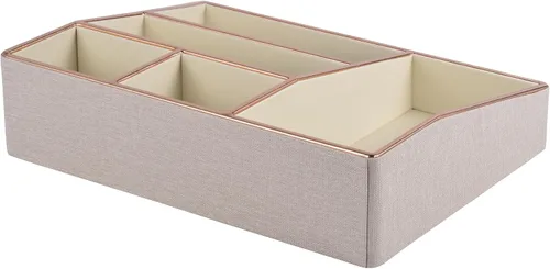 Miniatura 5 de Bandeja organizadora de maquillaje de piel sintética, organizador grande de tocador, caja de almacenamiento de cosméticos para pinceles de lápiz