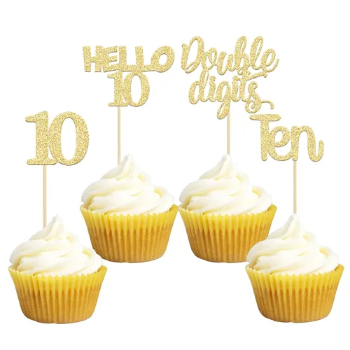 Miniatura 19 de Gyufise 24 adornos dorados para cupcakes de cumpleaños 65 Hello 65 Sixty Five Cake Toppers 65 y fabulosas selecciones para cupcakes para cumpleaños