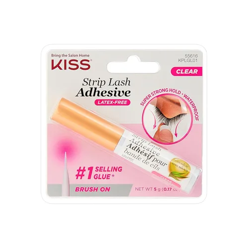 KISS Pestaña adhesiva en tira, transparente, 0.21 oz, paquete de de 1, Transparente
