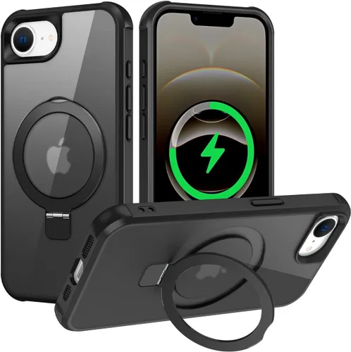 Miniatura 156 de CHAOFEnG Funda magnética compatible con iPhone 11 con soporte, prueba de caídas de grado militar, compatible con imán, anillo translúcido, parte