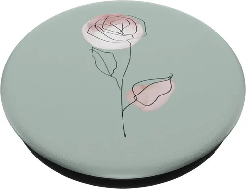 Miniatura 2 de Minimalistic Line Art Sage Green Pastel Boho Roses Flower PopSockets Swappable PopGrip