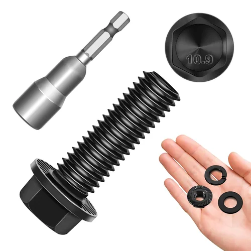 Miniatura 14 de Perno M6x1.0 (10 juegos) M6 x 0.787 in Brida Hex Head Tuercas y Pernos, Tornillos hexagonales de brida de perno M6 con tuercas y arandelas, Surtido