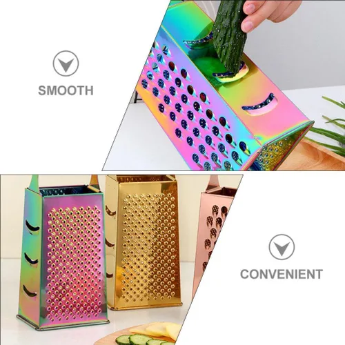 Miniatura 7 de UPKOCH Caja de acero inoxidable Rallador de queso con mango Cortador de cocina Triturador Zester Herramienta de picadora de ajo para queso, verduras