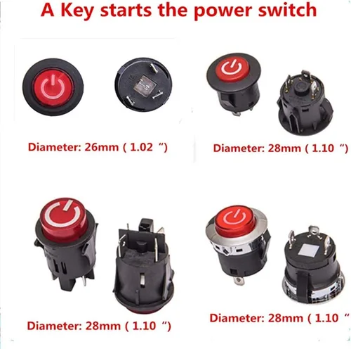 Miniatura 3 de Accesorio de repuesto para interruptor de arranque de botón de encendido, para 20A 12VDC aplicable con vehículos eléctricos para niños