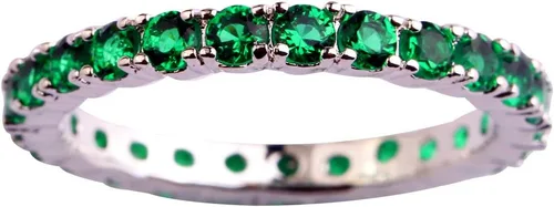 Miniatura 6 de Narica Anillo de 21 piedras chapadas en plata, apilables, corte redondo, zafiro azul, circonita cúbica, relleno de circonita cúbica, halo