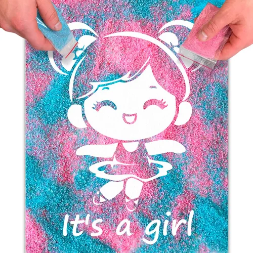 Miniatura 9 de FETTIPOP Lienzo de arte mágico, exponiendo arte de arena (revelación de género - It's a Girl - Glitter) - Anuncio sorpresa de embarazo de baby