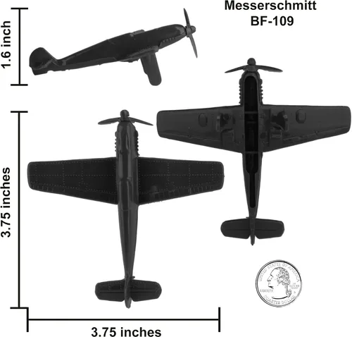 Miniatura 4 de TimMee Aviones de combate de la Segunda Guerra Mundial - Aviones de plástico negros para soldados del ejército de 9 piezas, fabricados en EE. UU
