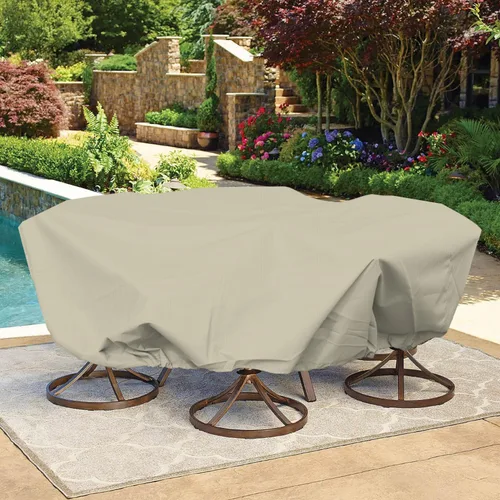 Bynbbur Funda impermeable para muebles de patio de 13 pies con dobladillo de cuerda de alambre en todos los bordes, fundas redondas para piscina
