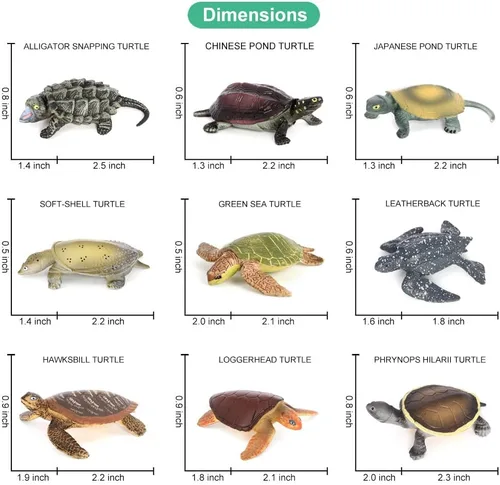 Miniatura 2 de Volnau Mini figuras de tortugas marinas, 14 piezas, figuras de animales para jardín de infantes, niños, criatura marina del océano, paquete