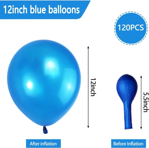 Miniatura 3 de Paquete de 120 globos de color azul perla, globos brillantes de látex azul real de 12 pulgadas para cumpleaños, bodas, baby shower, Halloween.
