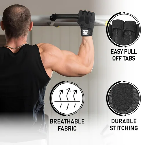 Miniatura 3 de Stealth Sports Guantes de entrenamiento de levantamiento de pesas para hombres y mujeres, agarre acolchado de gel antideslizante, protección