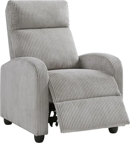 Miniatura 11 de Lexicon Sillón Reclinable de Pana con Respaldo Empujable Sillón Butaca Reclinable de Empuje hacia Atrás, Marco de Madera Sólida y Base de Metal