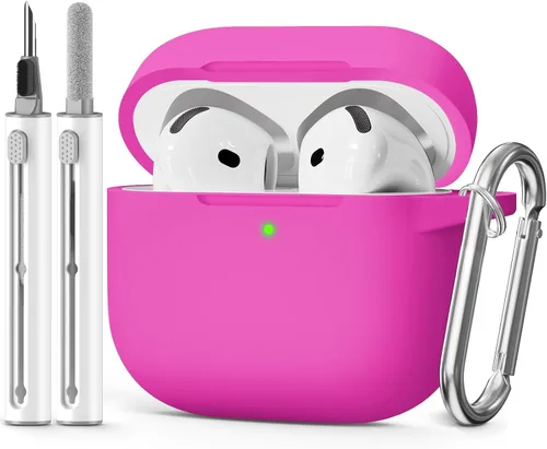 Miniatura 11 de Funda para AirPods 4 2024, viene con kit de limpieza, funda protectora de silicona suave para fundas Apple AirPods de 4ª generación con llavero