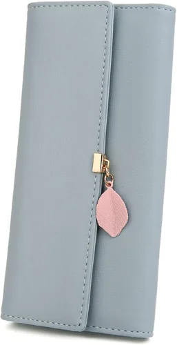 Miniatura 107 de UTO - Cartera pequeña RFID de piel sintética con dije de hoja, cierre de cremallera y tarjetero.