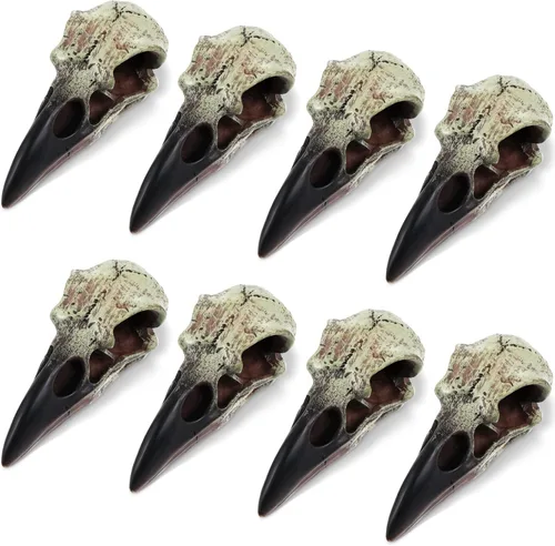 Miniatura 8 de Geetery 1 Pcs Figurina de Calavera de Cuervo de Halloween Carroñero Gótico Escultura de Pared Colgante Estatua de Calavera de Cuervo de Resina