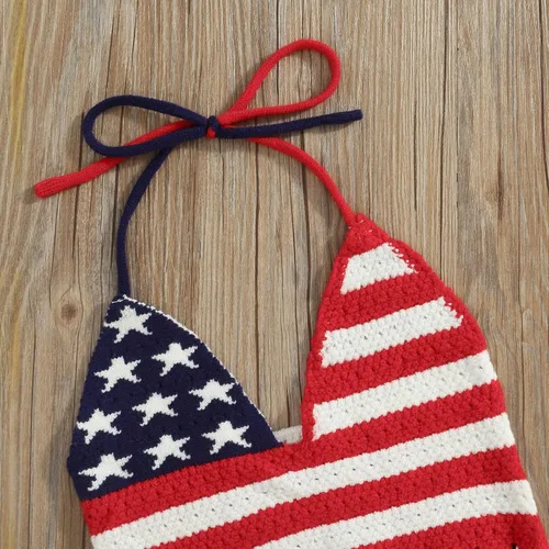 Miniatura 24 de Adobabirl Conjunto de ropa de verano para niña pequeña, sin mangas, acanalada, top halter y pantalones cortos, ropa de moda para niños con cinturón
