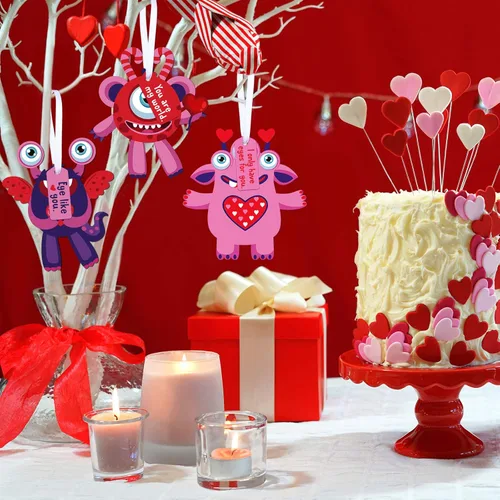 Miniatura 5 de Sumind 48 juegos de manualidades para el día de San Valentín para bricolaje, actividades de San Valentín, adornos colgantes de papel