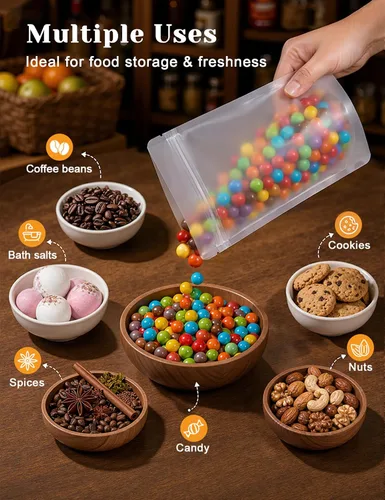 Miniatura 5 de FireKylin 100 piezas de bolsas resellables, bolsas de pie transparentes de 3.9" x 5.9", bolsas de almacenamiento de alimentos con cremallera