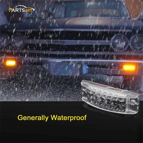 Miniatura 6 de Partsam 6 luces LED ámbar de 2 x 6 para remolque, con marcador lateral, 20 diodos con reflectores, lente transparente, impermeable, sellado, 12 V