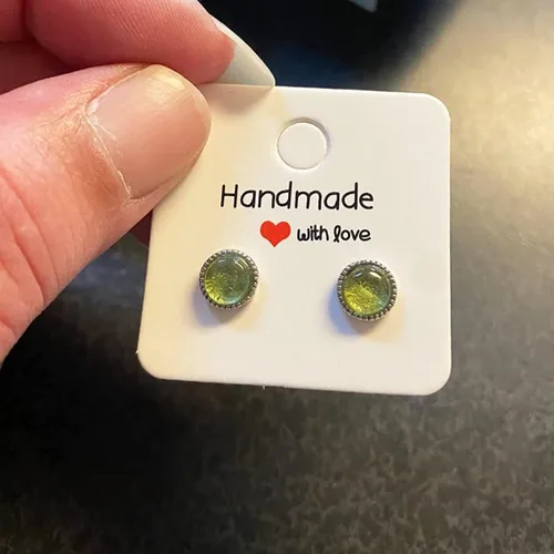 Miniatura 6 de Green Peridot Sterling Silver Studs Earrings for Her