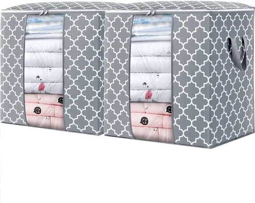 Miniatura 38 de WISELIFE Bolsas de Almacenamiento [3 Unidades/100L] Contenedores Grandes de Organización y Almacenamiento de Mantas y Ropa para Edredones, Ropa