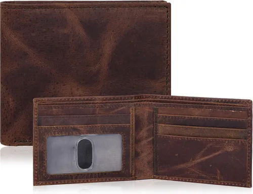Miniatura 26 de Cartera delgada de cuero para hombre, bloqueo RFID, bolsillo frontal minimalista, delgada y elegante con ventana de identificación, regalo