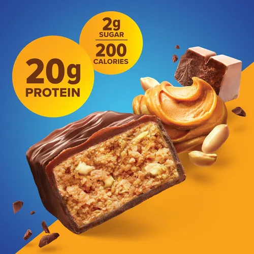 Miniatura 4 de Barras de proteína pura, alta proteína, aperitivos nutritivos para apoyar la energía, bajo en azúcar, sin gluten, 4 piezas de mantequilla de maní