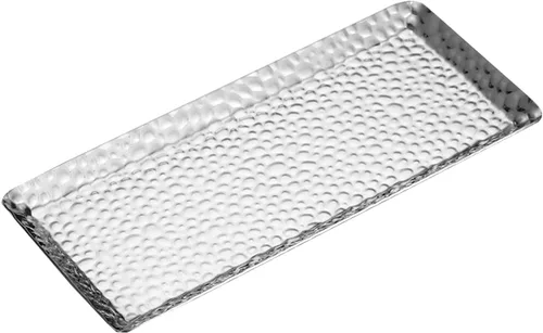 Miniatura 6 de Bandeja decorativa de metal dorado de 9.8 x 4.3 pulgadas, bandejas reutilizables de acero inoxidable, bandejas rectangulares para exhibición