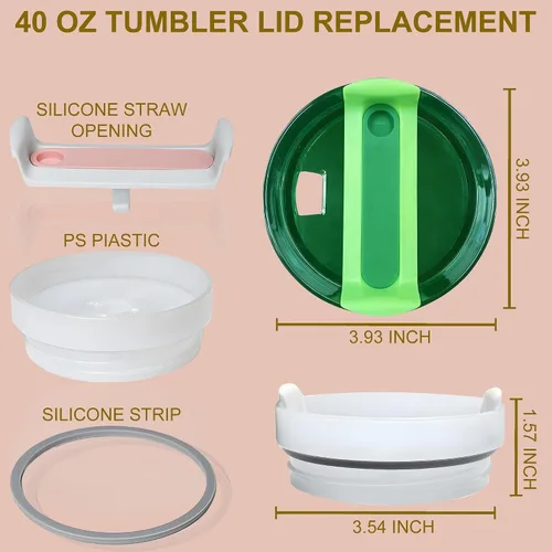 Miniatura 2 de Stanley - 2 tapas de repuesto para vasos Stanley de 40 onzas, a prueba de derrames y salpicaduras, accesorio para vaso Stanley Quencher (verde)